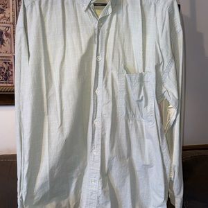 Green and white button down